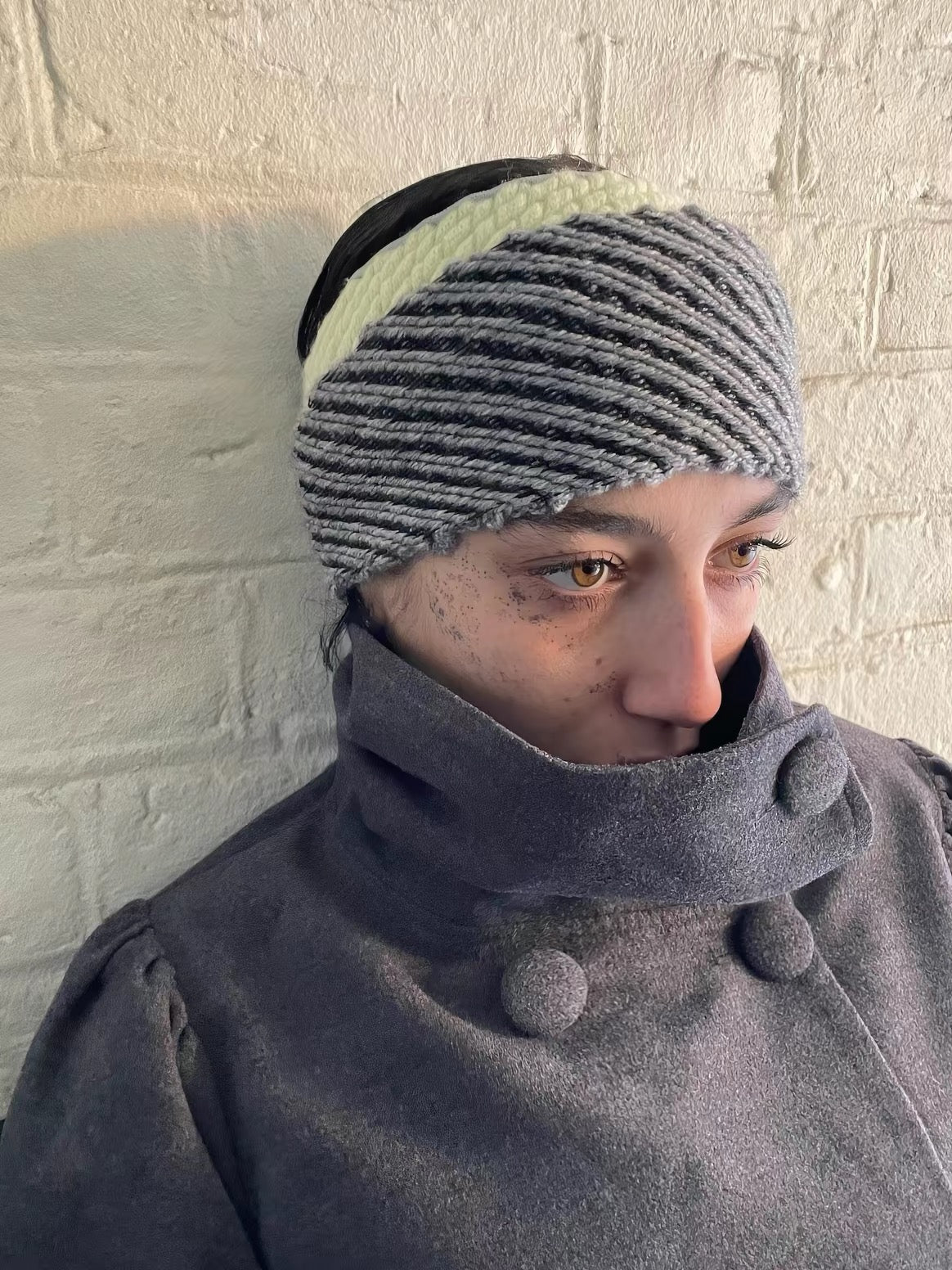 JaRoom Textured Wool Diagonal-Knit Wide Headband