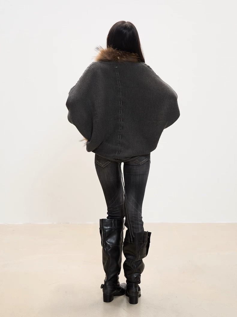 Faux Fur Drawstring Knit