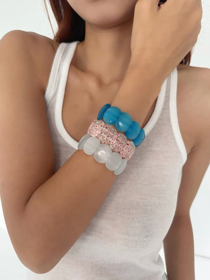 Chunky Curved Elastic Bead Stretch Bracelet