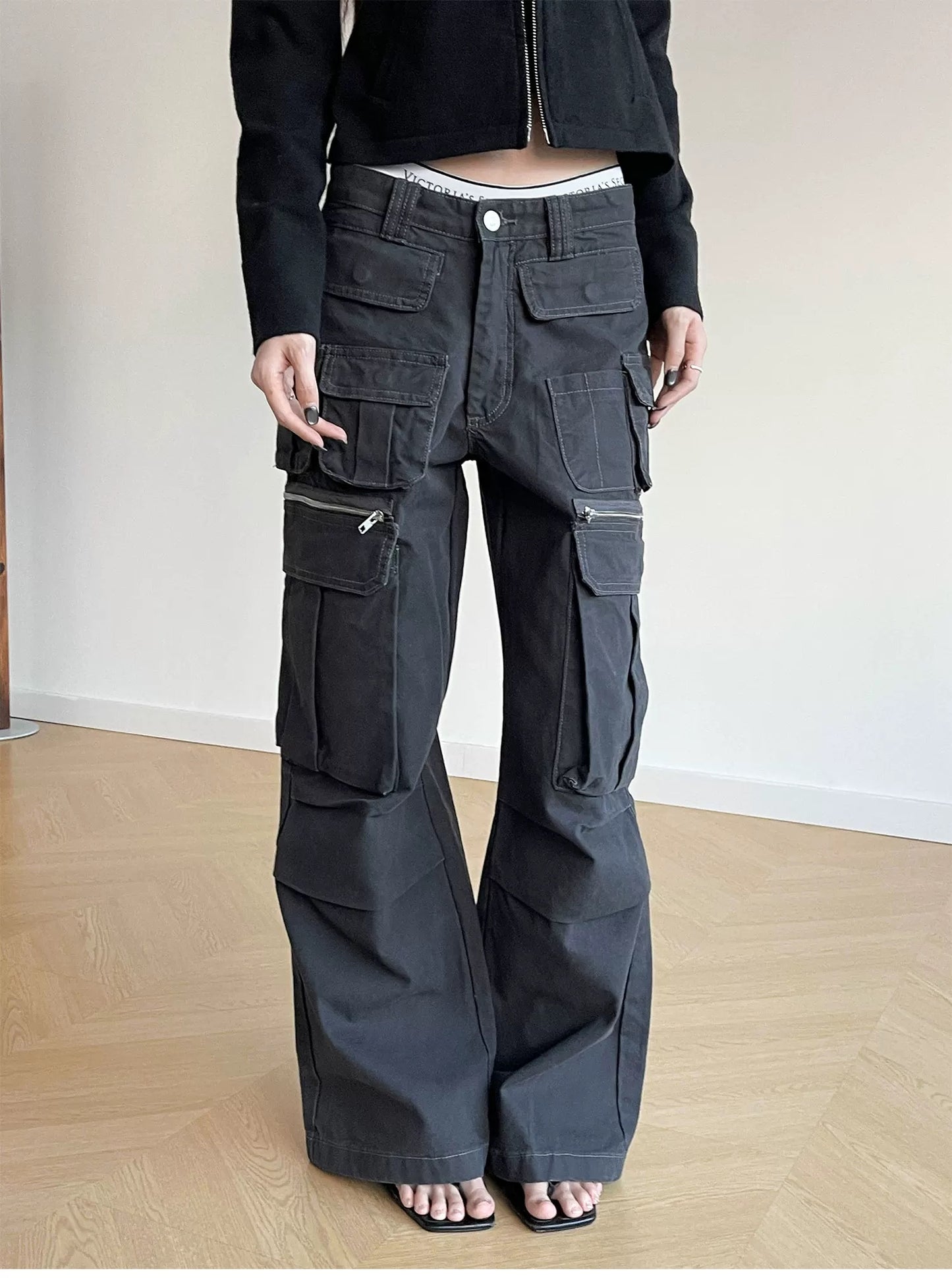 Grey Multi Pocket Cargos