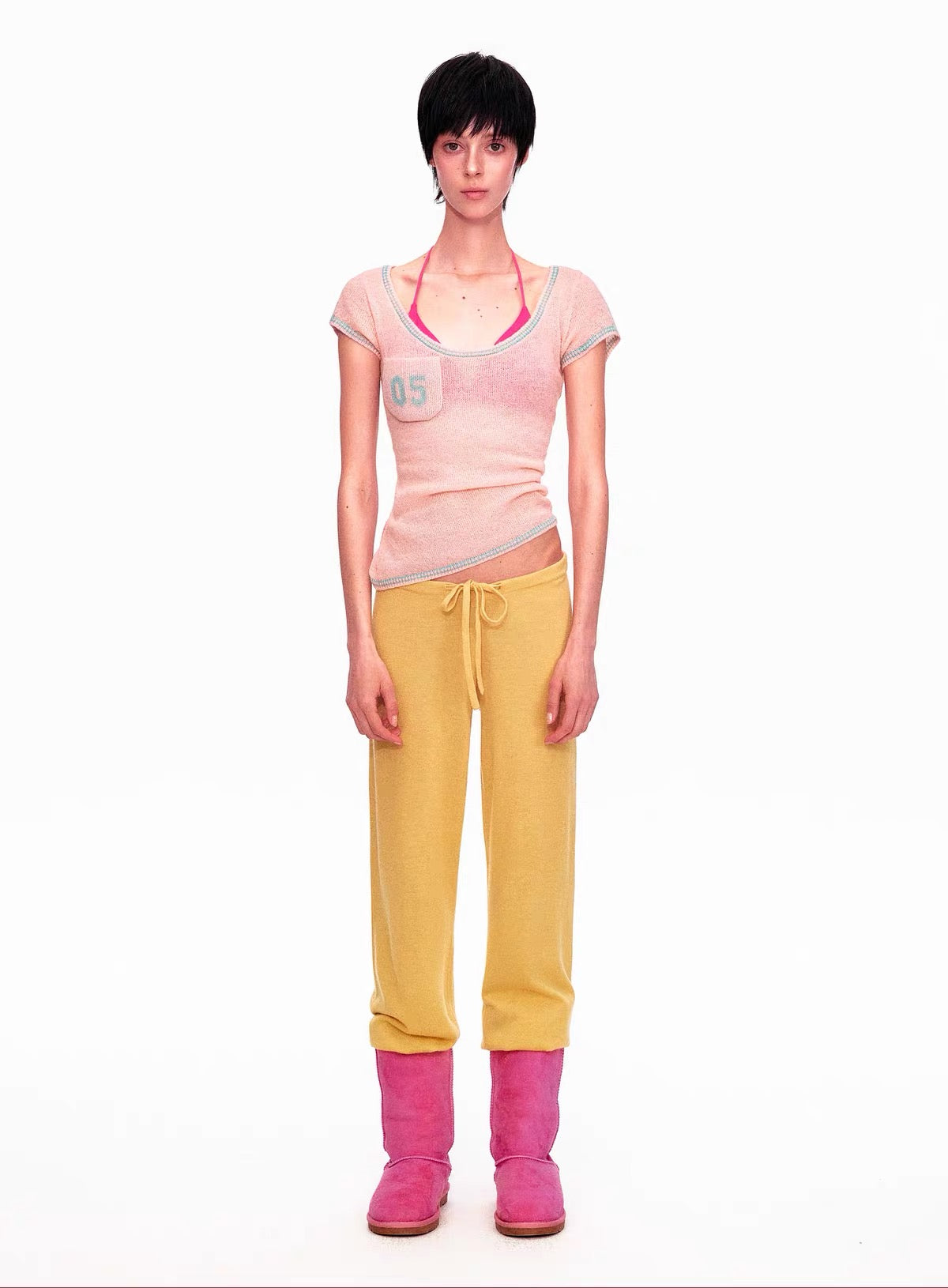 ayo Number 05 Pocket Fine Knit Scoop Top