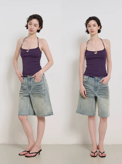 Purple Beaded Tank Top