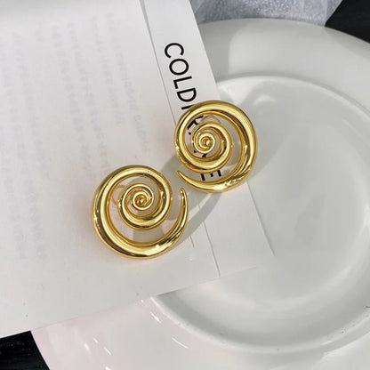 Gold Spiral Stud Earrings