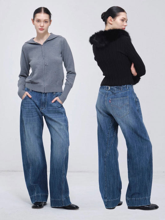 I’m Sorry Vintage Blue Engineered Curved Seam Jeans