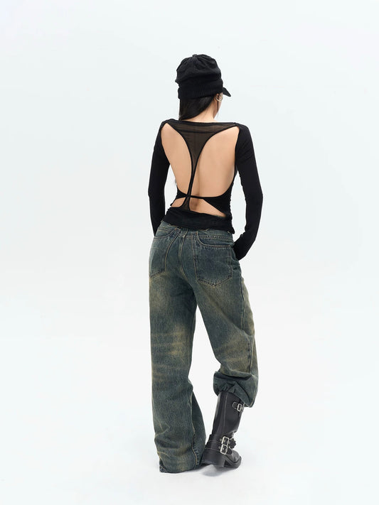 Black Butterfly Back LongSleeve Top