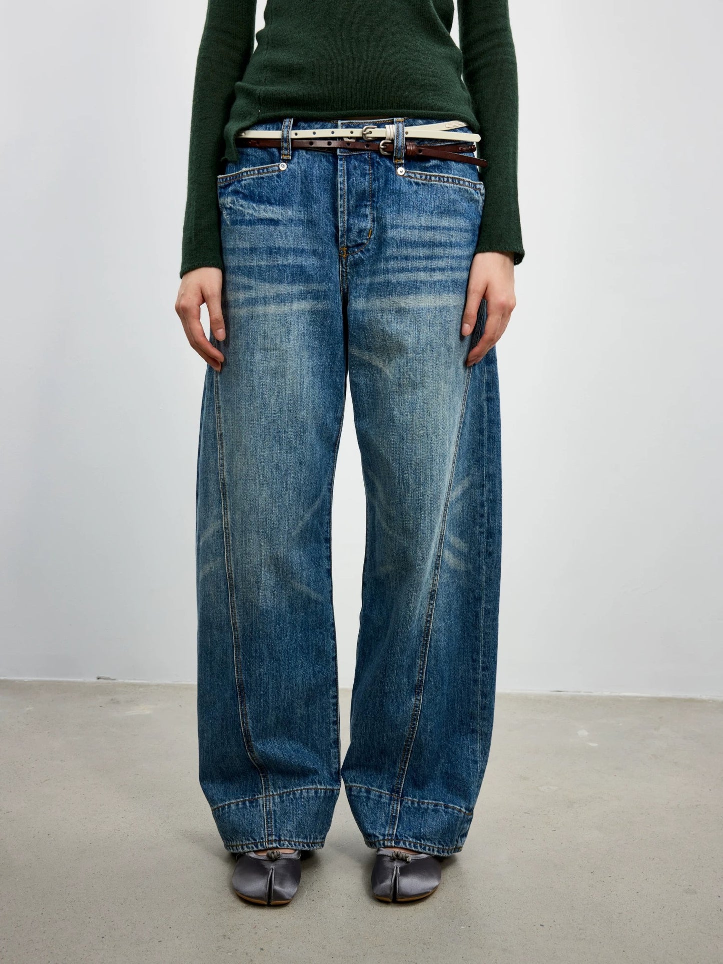 antenna effect Retro Washed Panelled Distressed Jeans