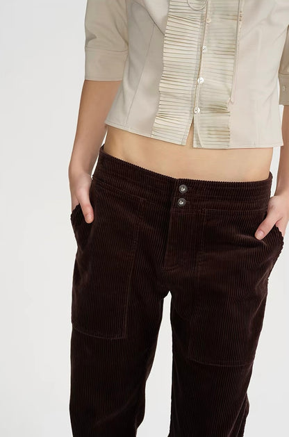 SOLWEIGE Retro Corduroy Low Rise Trousers