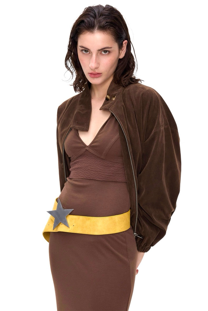 BlingCharm Yellow Faux Leather Star Belt