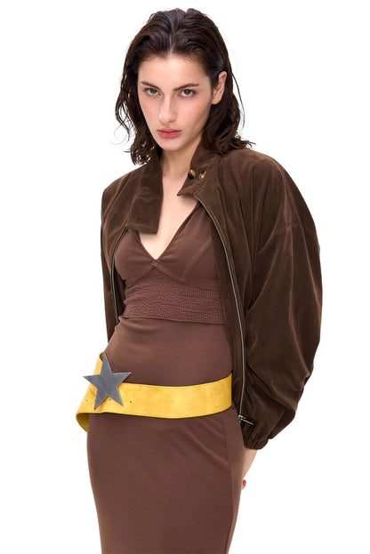 BlingCharm Yellow Faux Leather Star Belt