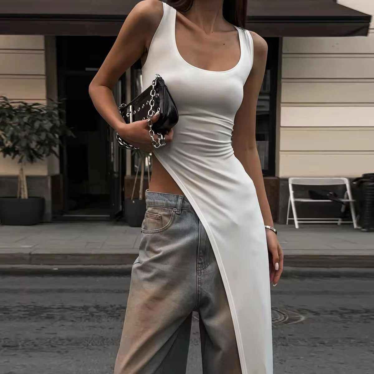 Longline Scoop Neck Vest Top