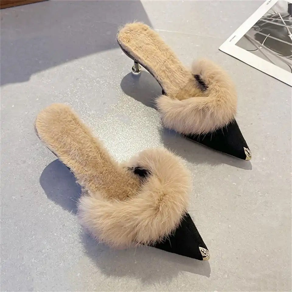 Faux Fur High Heels