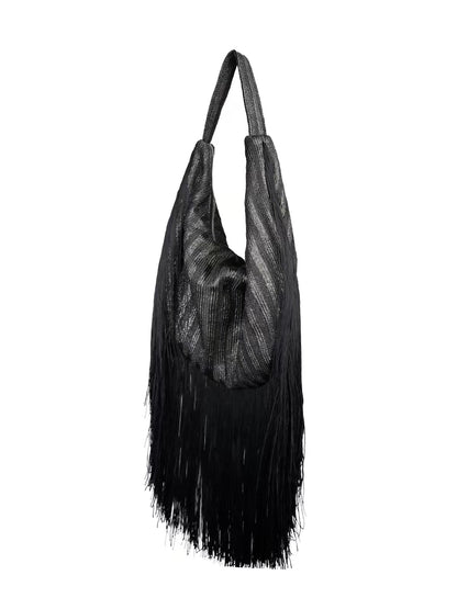 Long Fringe Slouchy Shoulder Hobo Bag