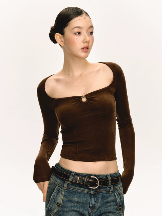 Ariseism Ruched Cut-Out Crop Top