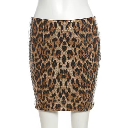 Leopard Sequin Midi Pencil Skirt