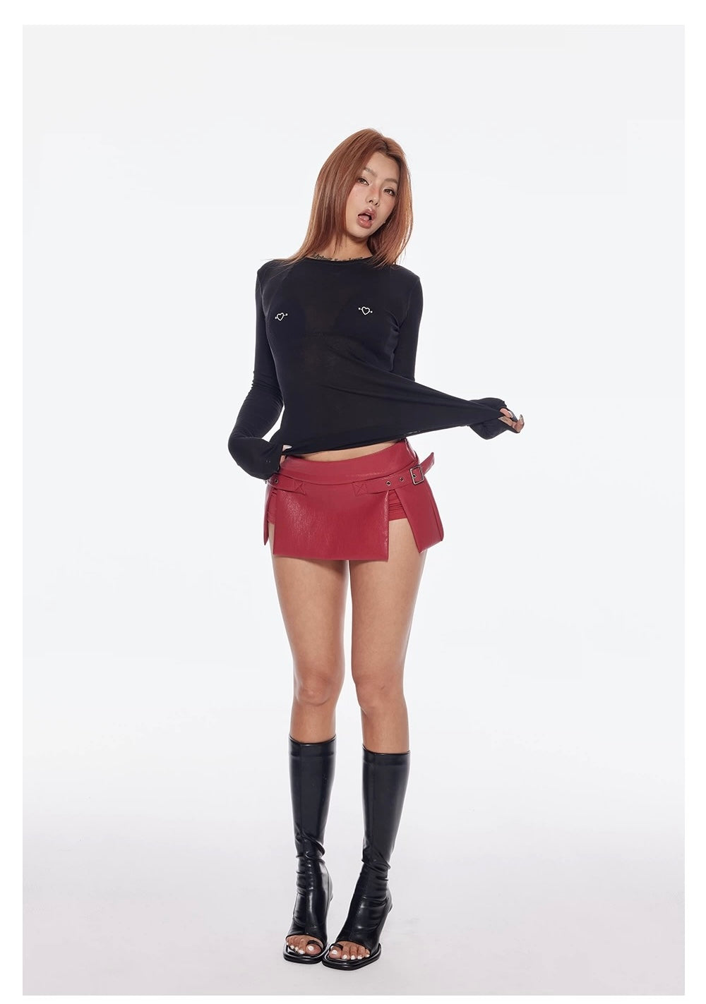 Bum Studios Faux Pierced Long Sleeve Top