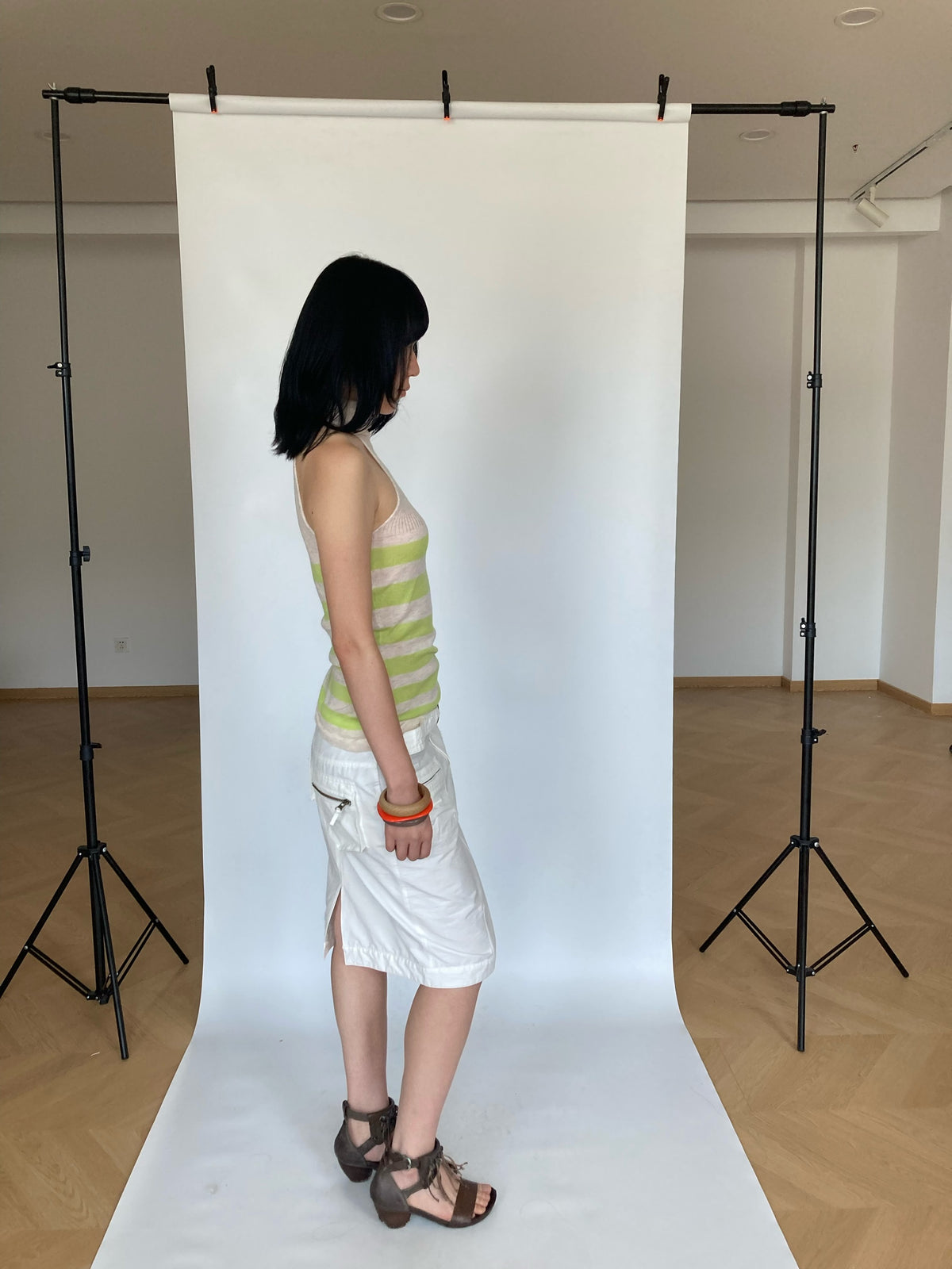 WildFLO Striped High Neck Sleeveless Knit Top