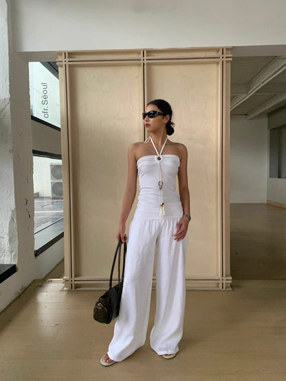 Low-Rise Soft Waist Wide Leg Trousers
