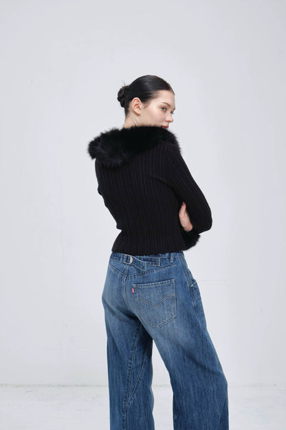 I’m Sorry Vintage Blue Engineered Curved Seam Jeans