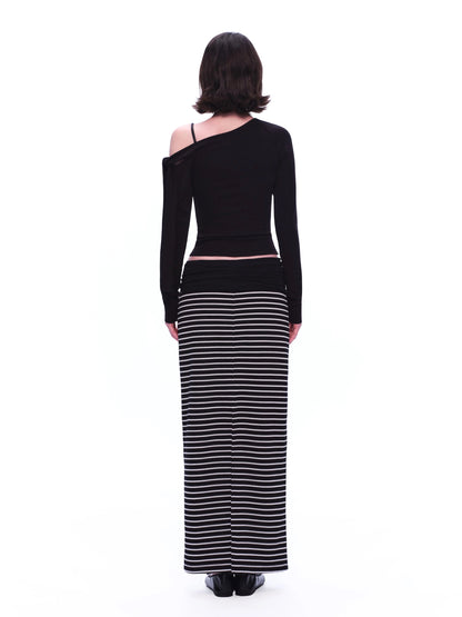 EMPTY PAGE Asymmetric Lace Detail Top