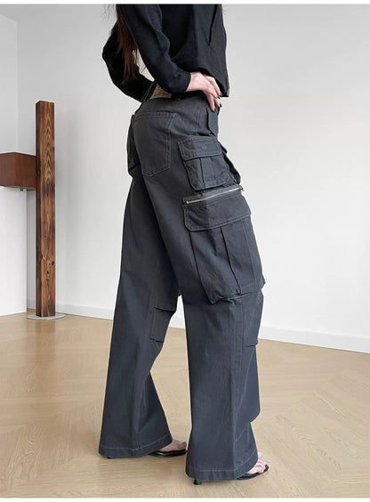 Grey Multi Pocket Cargos