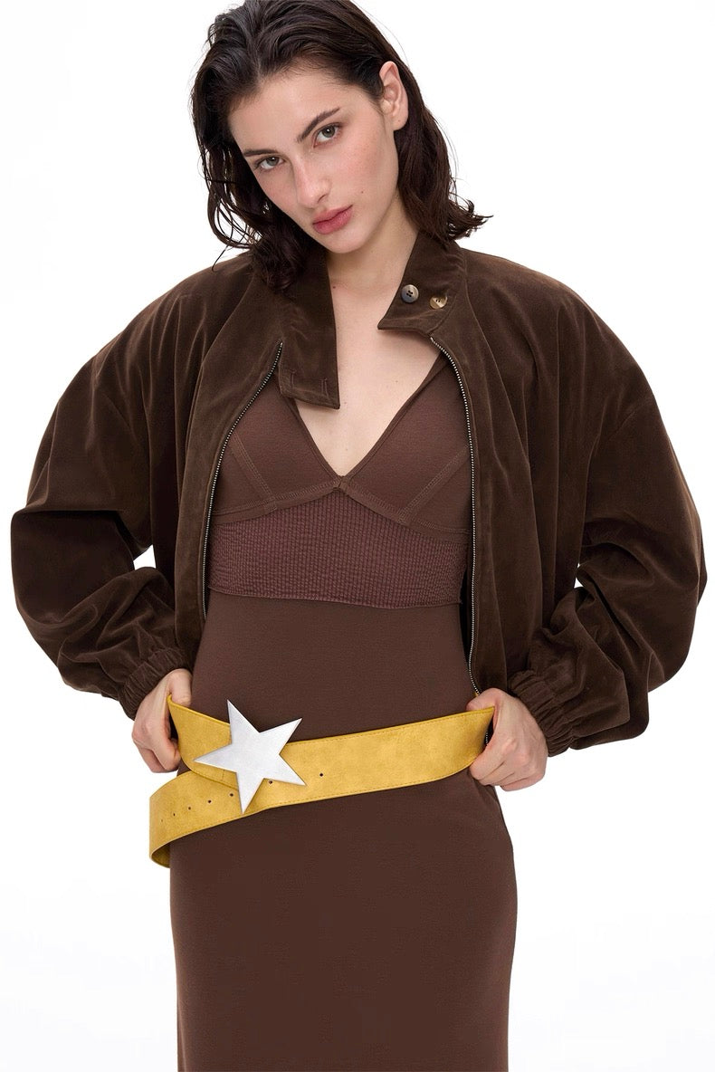 BlingCharm Yellow Faux Leather Star Belt