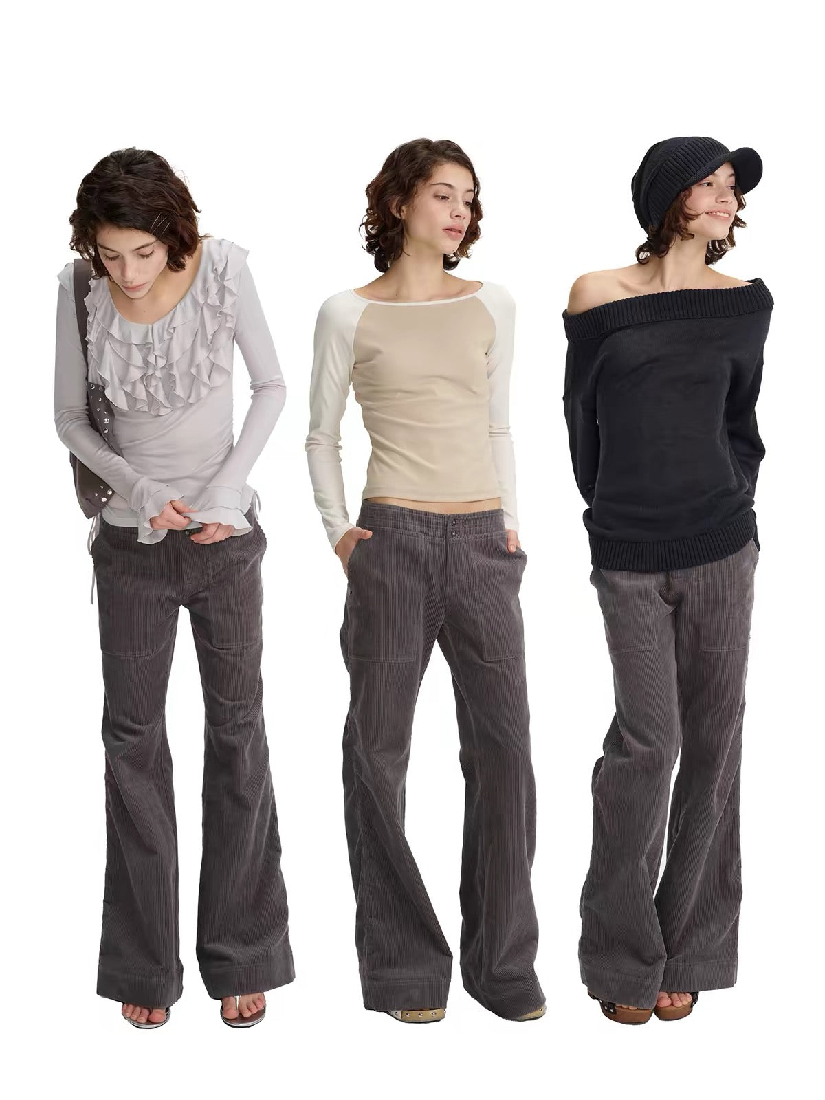 SOLWEIGE Retro Corduroy Low Rise Trousers