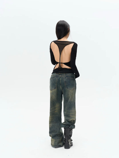 Black Butterfly Back LongSleeve Top