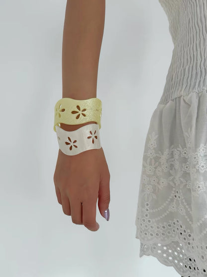 Wavy Flower Cut-Out Bangle Bracelets