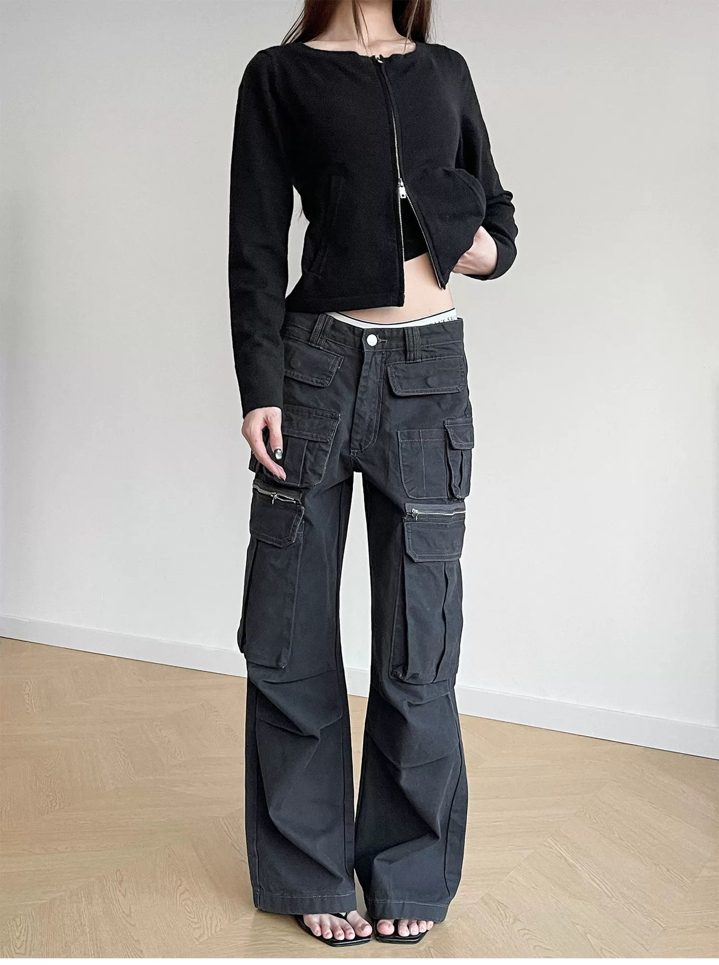 Grey Multi Pocket Cargos