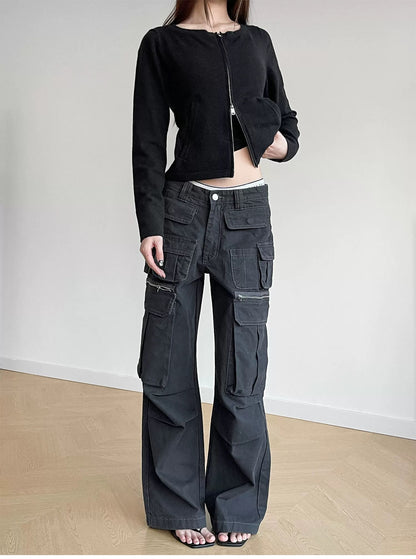 Grey Multi Pocket Cargos