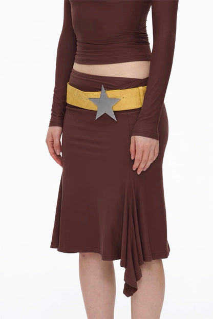 BlingCharm Yellow Faux Leather Star Belt