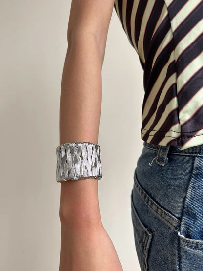 Woven Silver Cuff Bracelet
