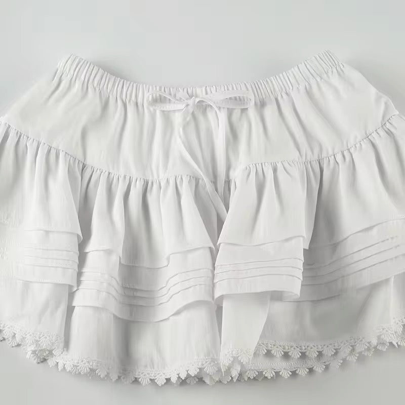 Boho Mini Skirt In White