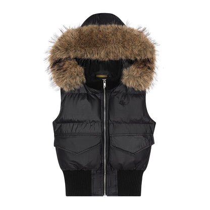 (Pre-Order) CGGA Faux Fur Cropped Puffer Vest Jacket