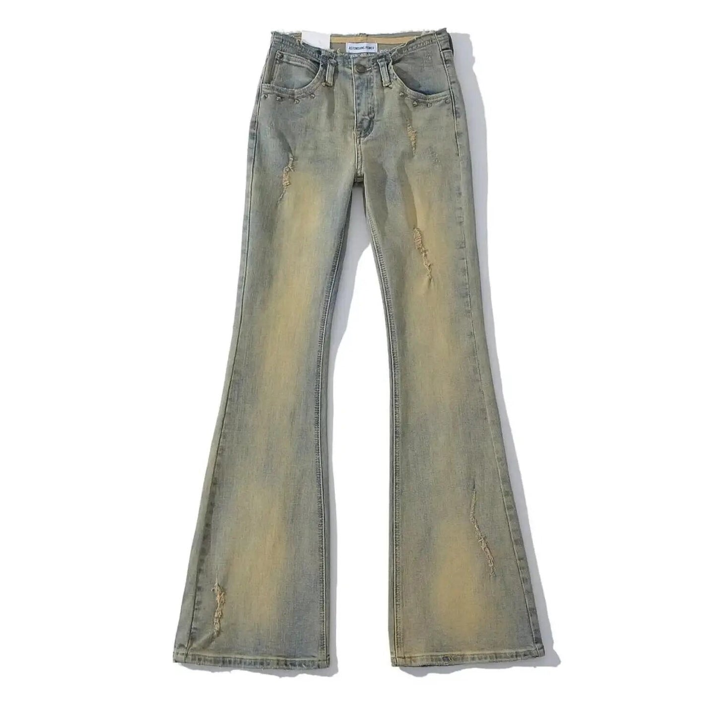 Acid Wash Slim Fit Flare Jeans