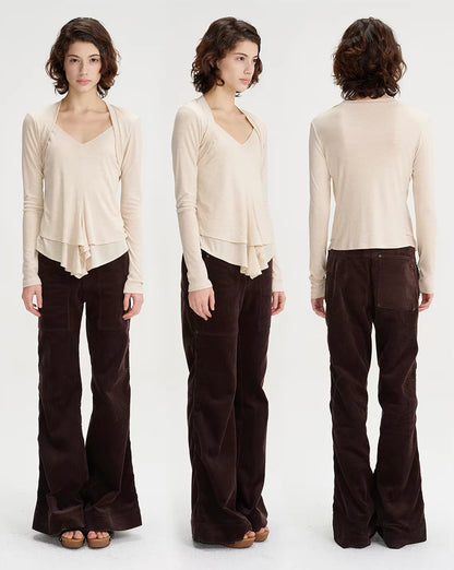 SOLWEIGE Retro Corduroy Low Rise Trousers