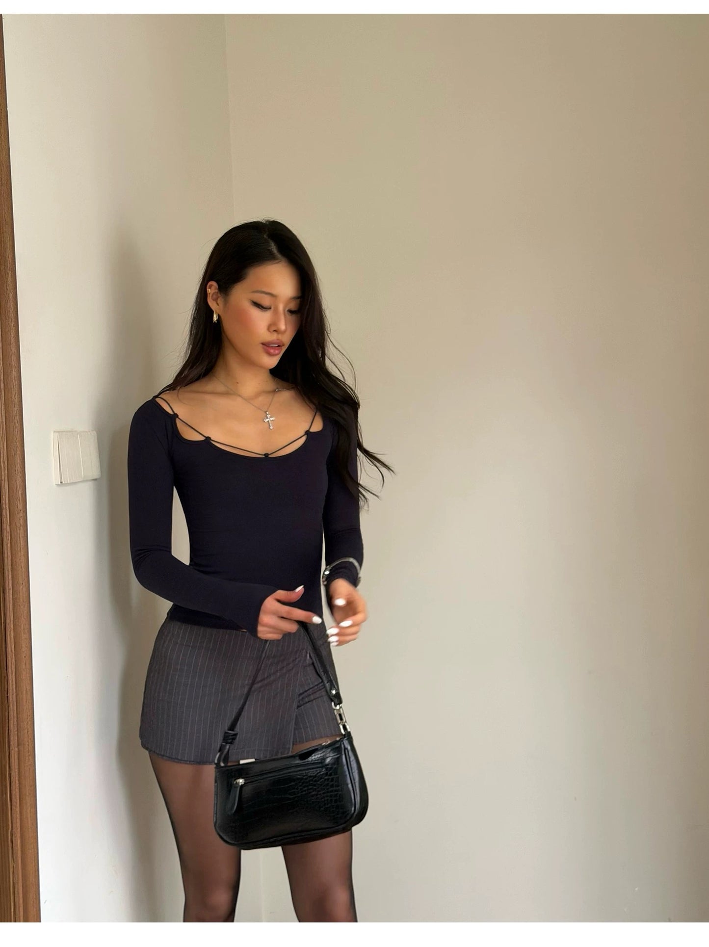 Petal Neck Long Sleeve Top