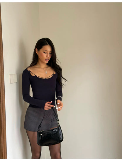 Petal Neck Long Sleeve Top