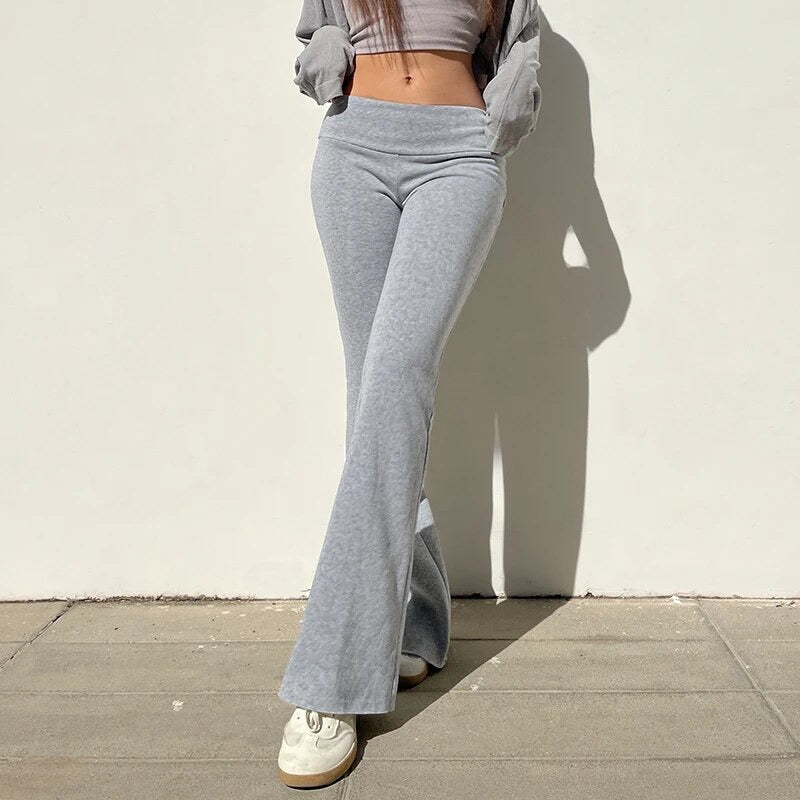 Thick Fold Over Grey Trousers