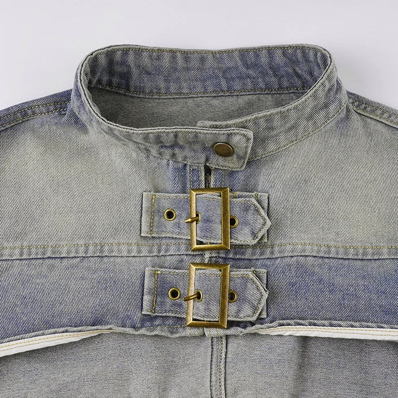 Washed Denim Micro Jacket