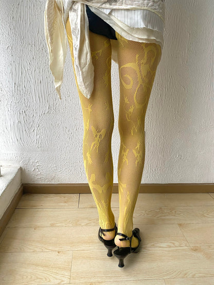 JaRoom Mustard Lace Thigh-high Stockings