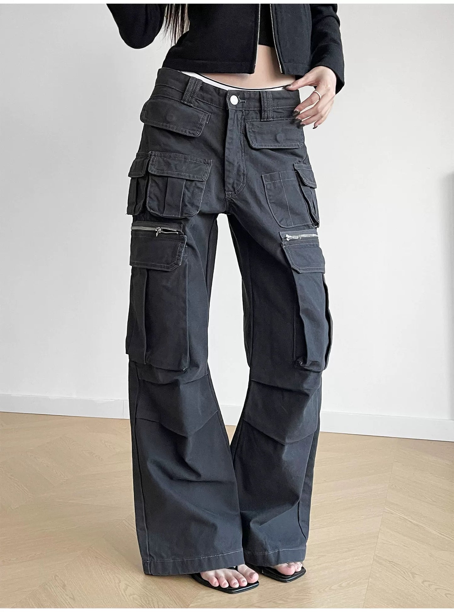 Grey Multi Pocket Cargos