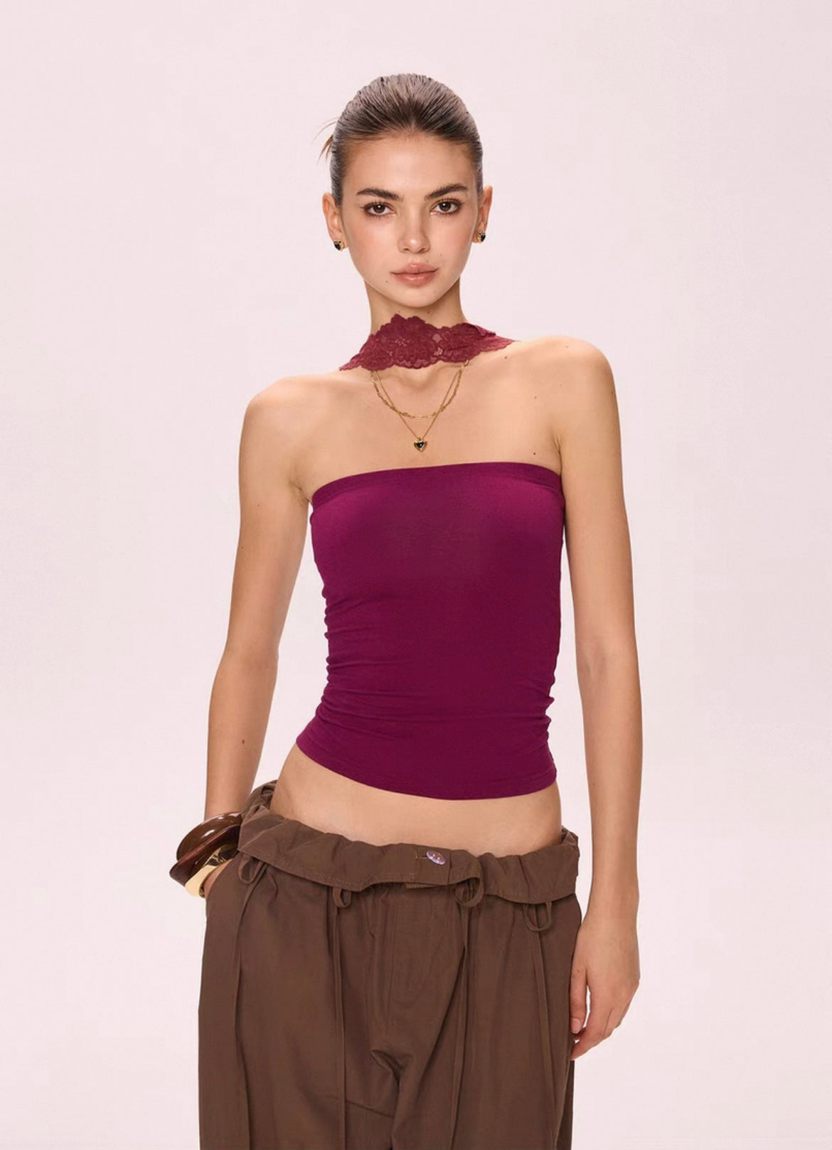 MOKACAKE Two Way Lace Strap Tube Top