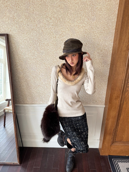 Andivogels Shimmering Tweed Midi Skirt