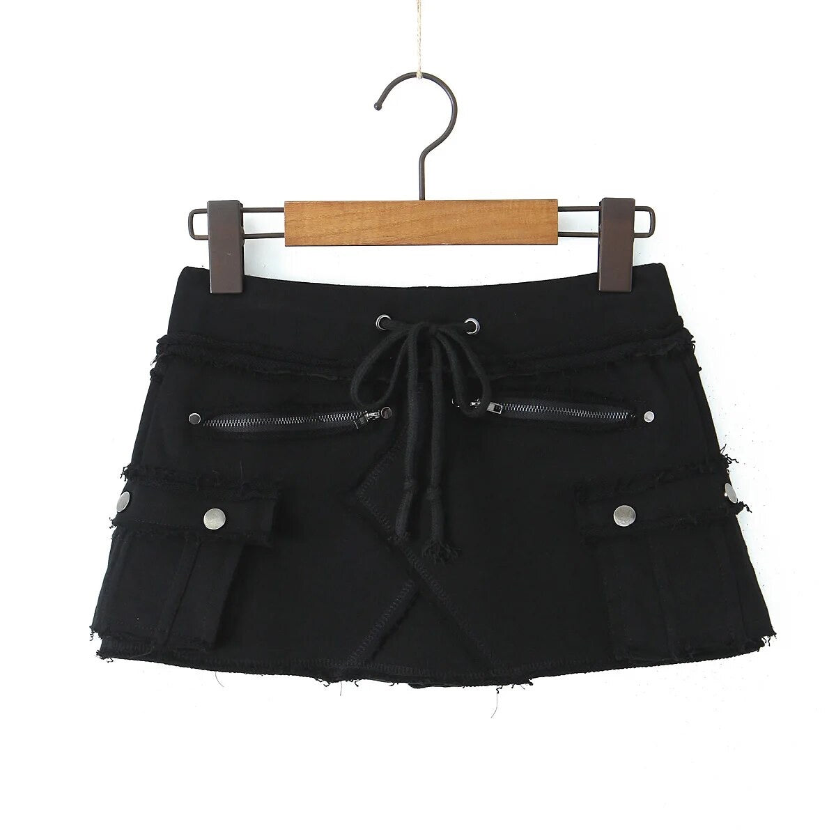 Low Waist Distressed Mini Skirt