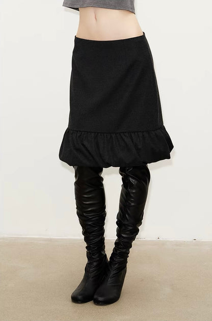 SOLWEIGE Ruffle Hem Midi Skirt