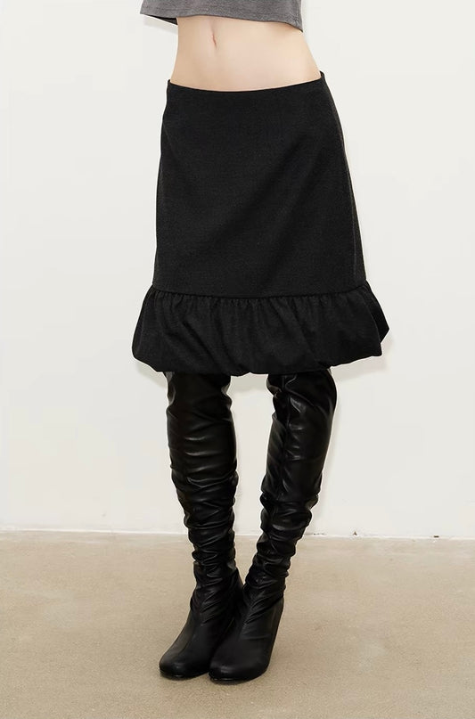 SOLWEIGE Ruffle Hem Midi Skirt
