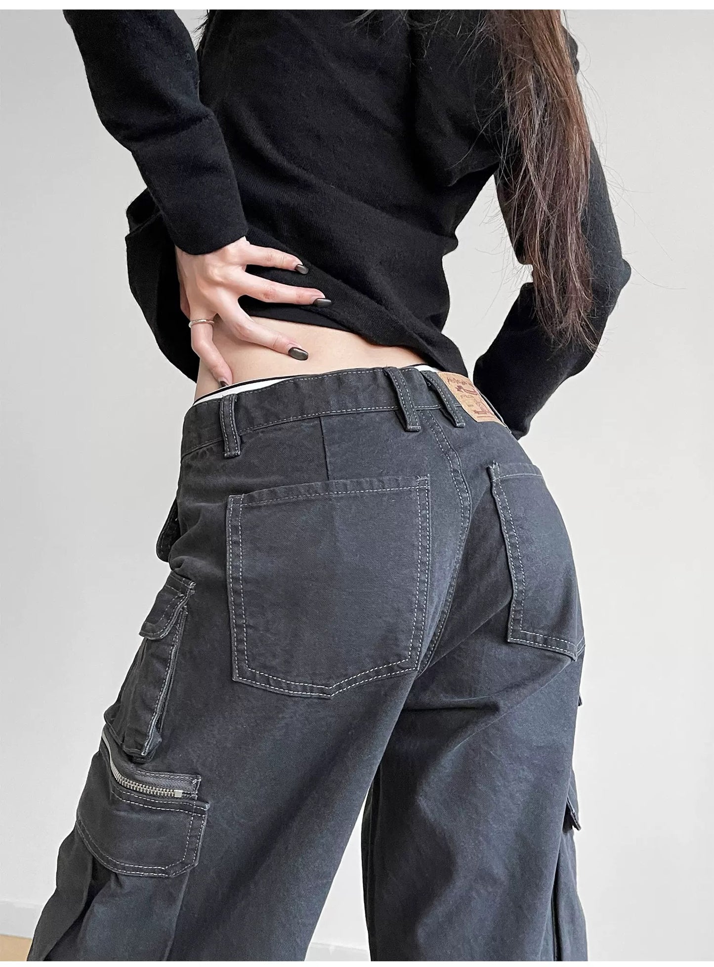 Grey Multi Pocket Cargos