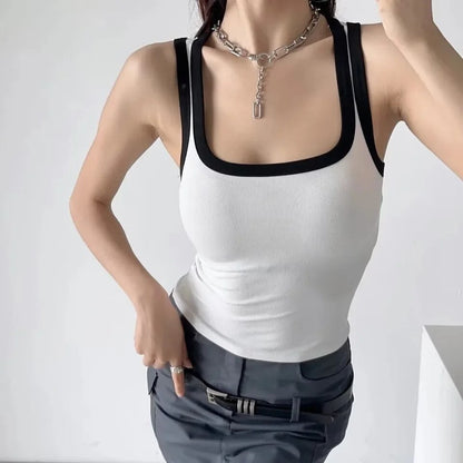 Contrast Square Neck Top