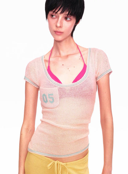 ayo Number 05 Pocket Fine Knit Scoop Top
